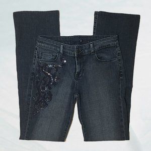 Zara Woman Embellished Beaded Bootcut Jeans